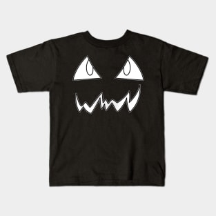 Jack O Lantern Face - Halloween Costume - Black White Line Art Kids T-Shirt